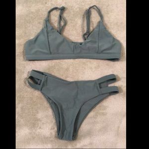 cute army green bathing suit two piece from shein